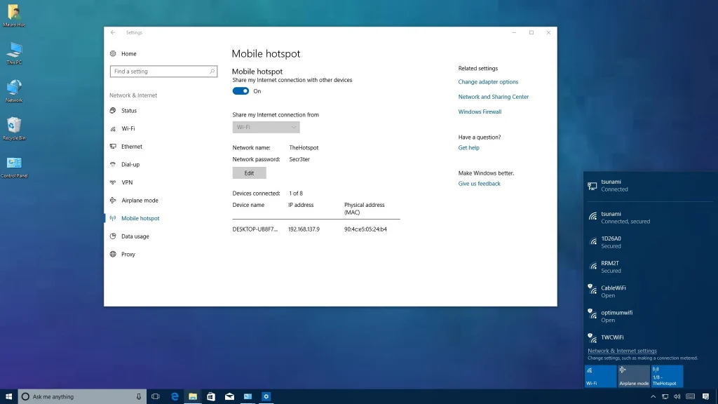 اشتراک گذاری اینترنت با کارت شبکه (Network Adapter Sharing)